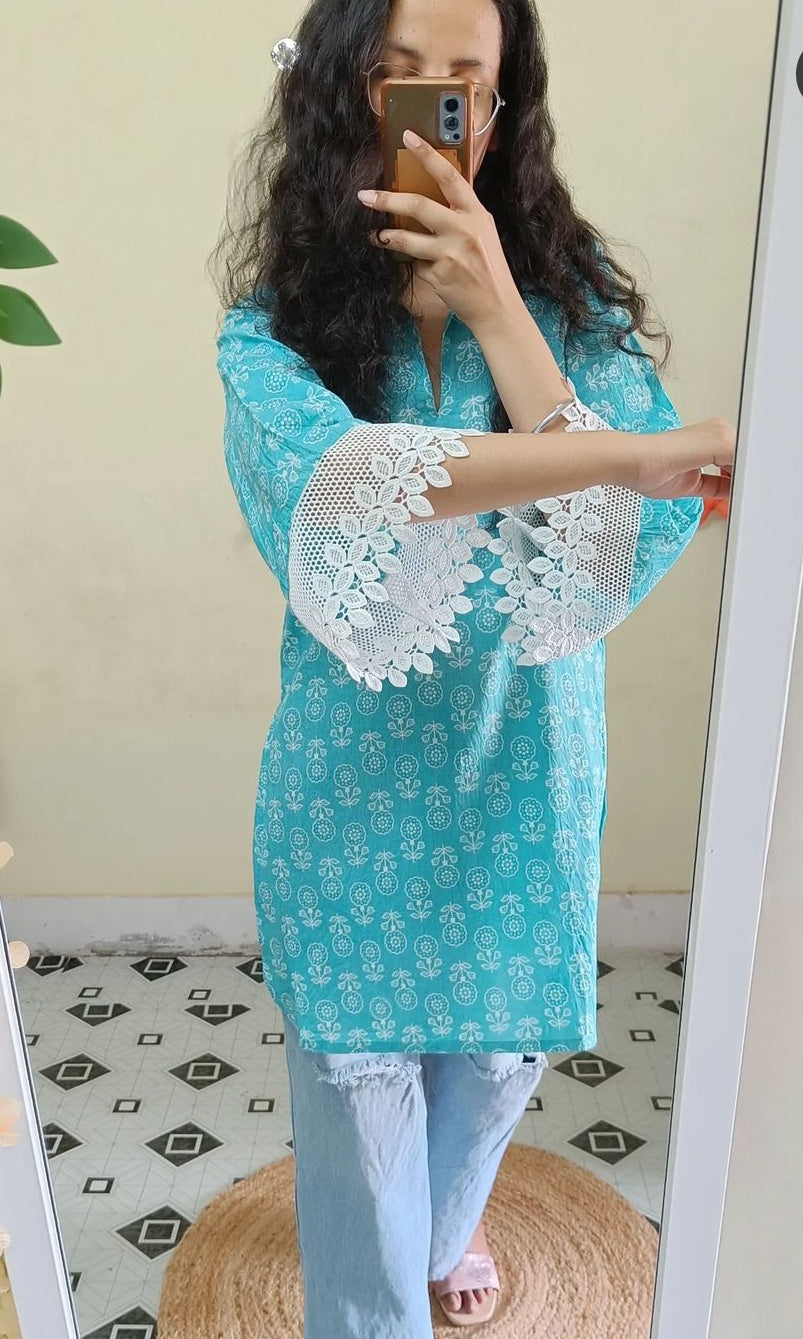 Ferozi jaal Short Kurta