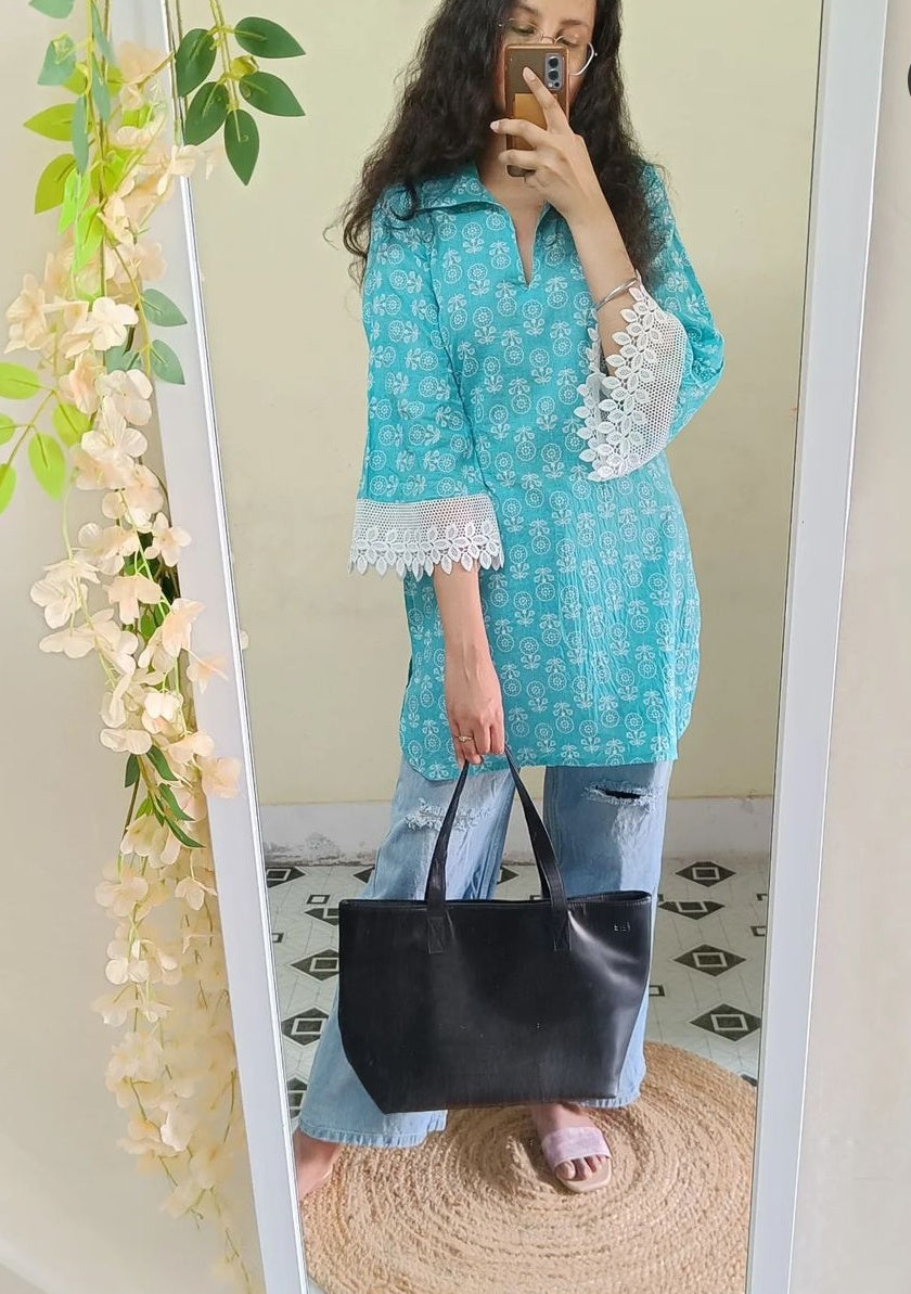 Ferozi jaal Short Kurta